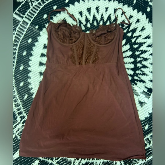NWOT Urban Outfitters UO Brenna Bustier Mini Dress Size M in Chocolate - Picture 6 of 11